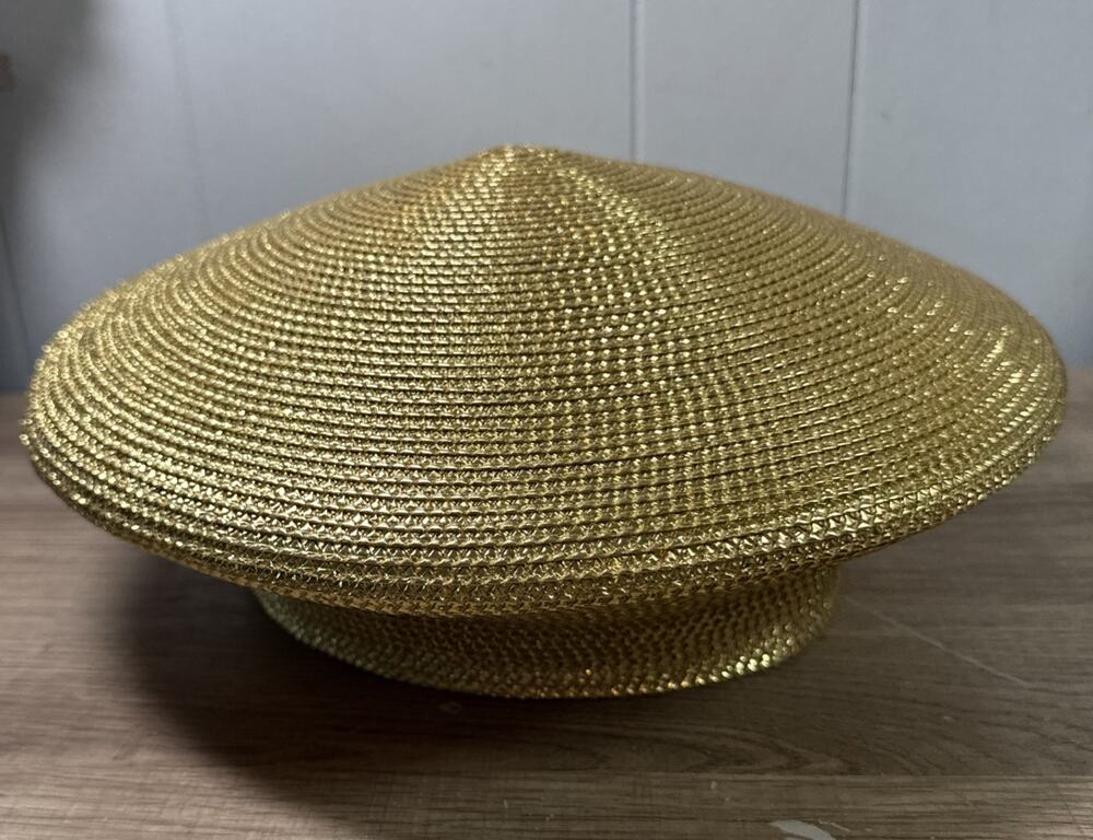 Formal church derby gold Hat Vintage Made In Taiwan 100% Polypropylene